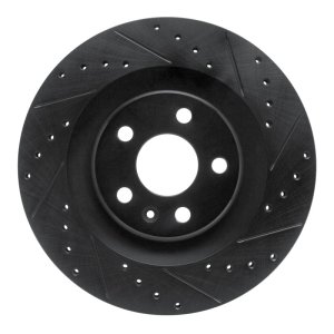 Volvo S60 Brake Rotor (1) - Rear Right - R1 Concepts - Drilled & Slotted - Black - `16-`26